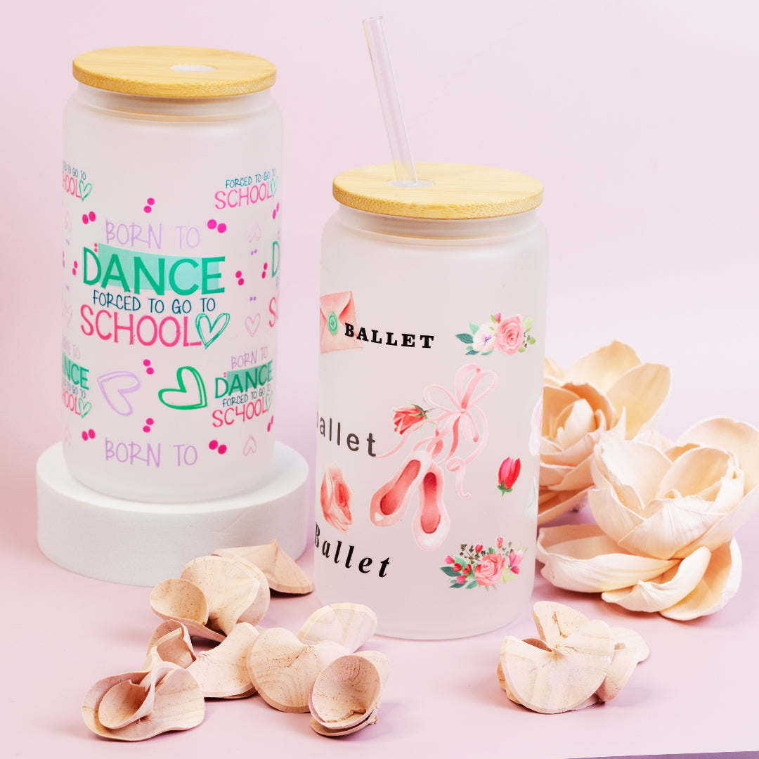 Glass Can Tumbler - Ballet Shoes