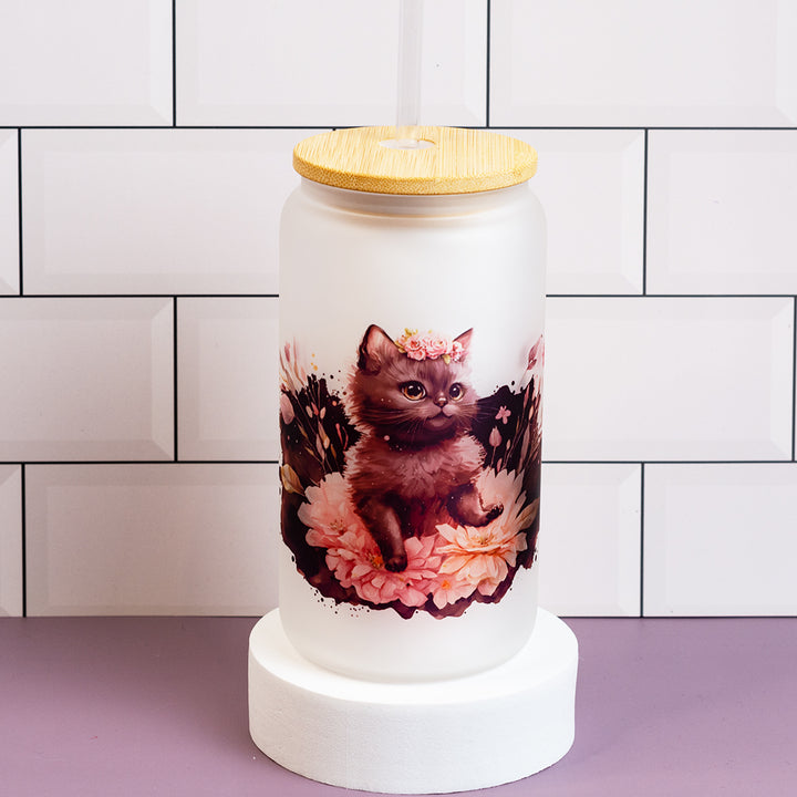 Glass Can Tumbler - Pas de chat Kitty