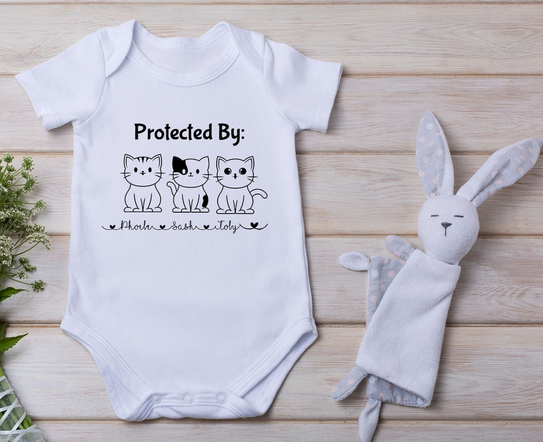 Onesies - Protected By - Cats