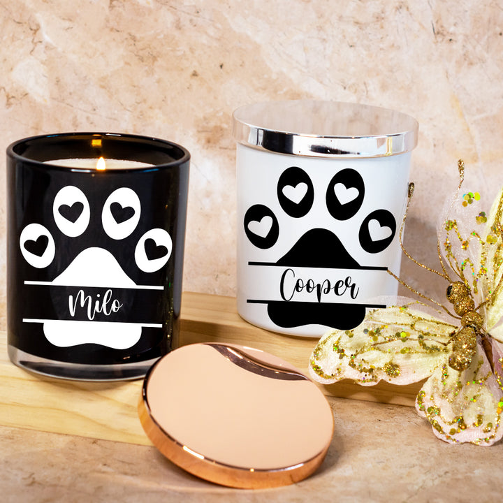 Candles - Pet Memorial, Paw Heart Name