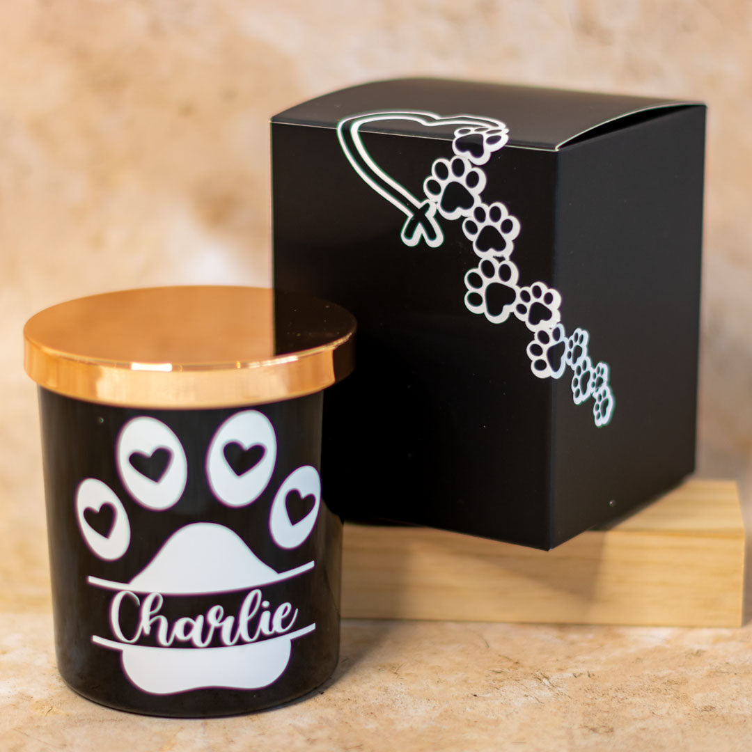 Candles - Pet Memorial, Paw Heart Name